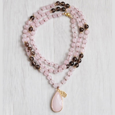 Mala halsband "Love and protection" Rosenkvarts & Rökkvarts - Nouelle