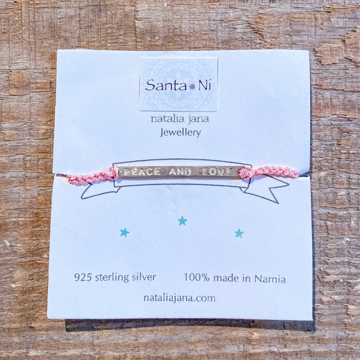 Armband Peace and Love Pink - Santa Ni