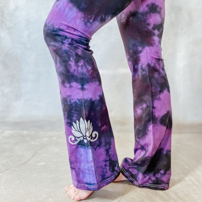 Yogaleggings Flares Tie Dye Black/Purple - Splash Dye Activewear