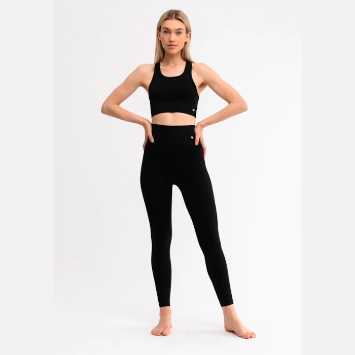 Yogaleggings Seamless Alma Ribbed Black - DOM