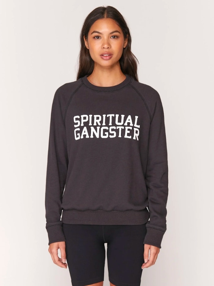 Tröja Varisity Old School Sweatshirt Vintage Black - Spiritual Gangster