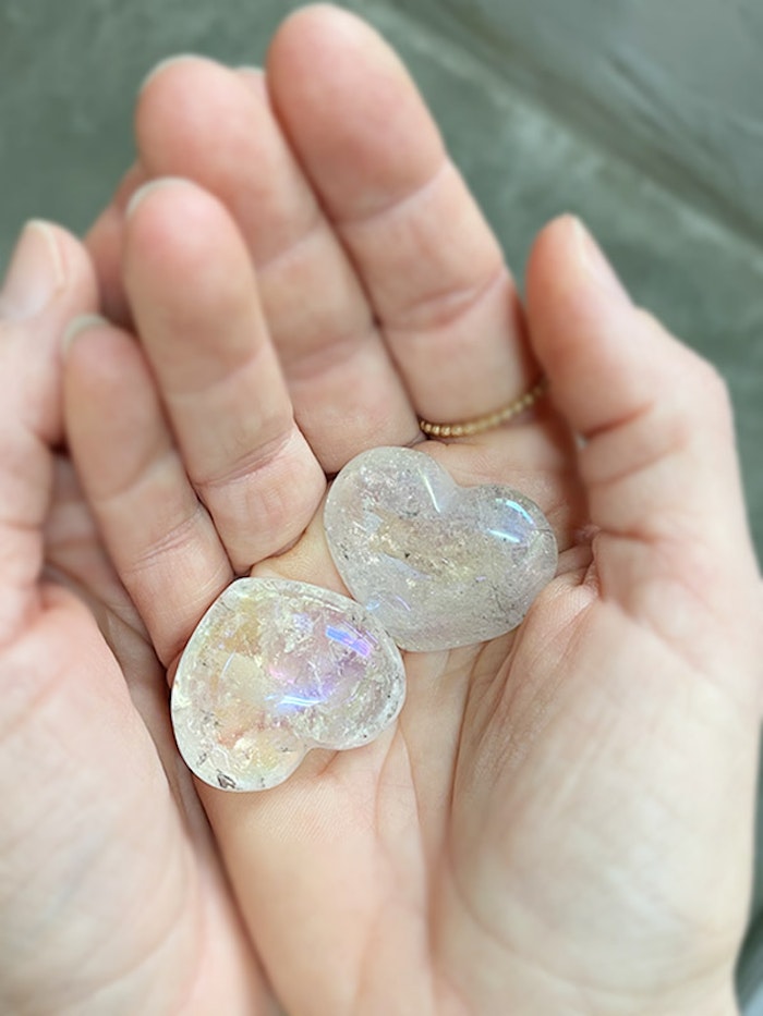 Angel Aura kristall Hjärta Tumlad Small