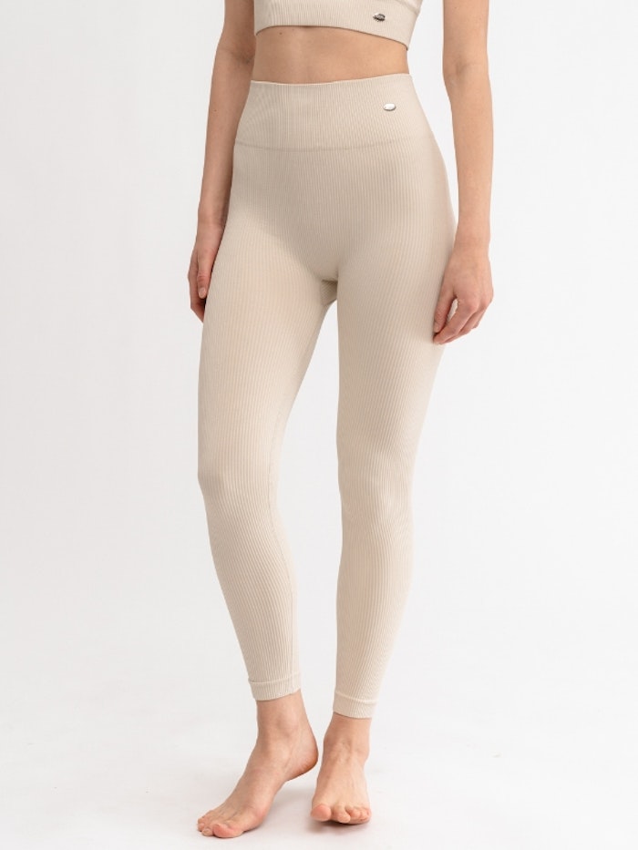 Yogaleggings Seamless Ribbed Cleo Oatmeal - DOM