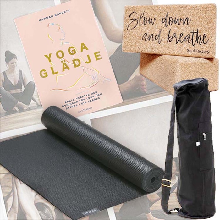 Yoga Nybörjar kit - Yogamatta, väska, yogablock & yogabok