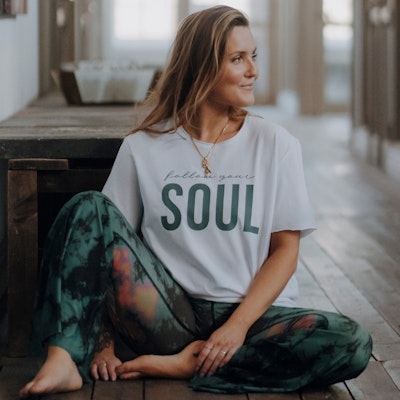 T-shirt Unisex "Follow Your Soul" Teal/White - Soul Factory