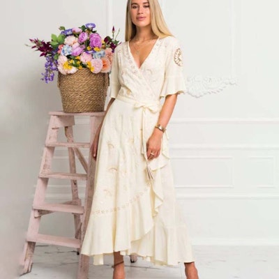 Klänning Maxi wrap Cream - Zaimara