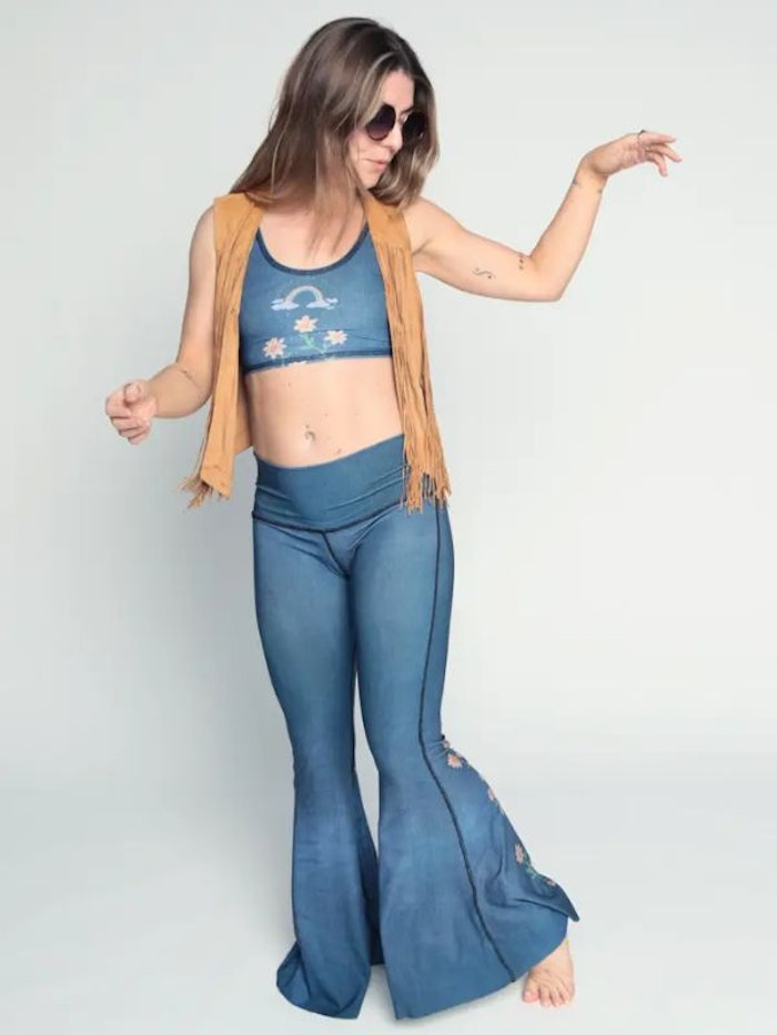 Yogaleggings Woodstock Crop Bell Bottom - Teeki