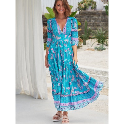 Klänning Starry Turquoise print Berry Maxi dress - Jaase