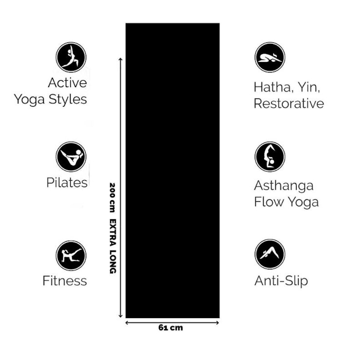Yogamatta Extra Long Black 6mm - Love Generation