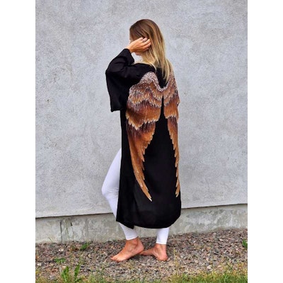 Everyday kimono "Black with caramel wings" - Warriors of the divine