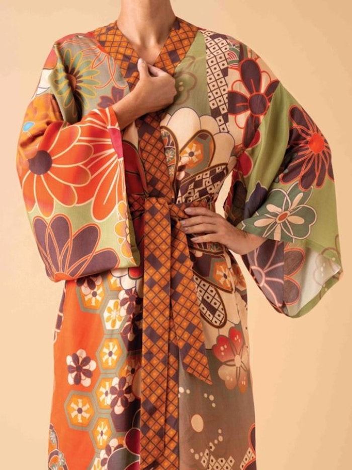 Kimono "70´s Kaleidoscope Floral Kimono" - Powder design