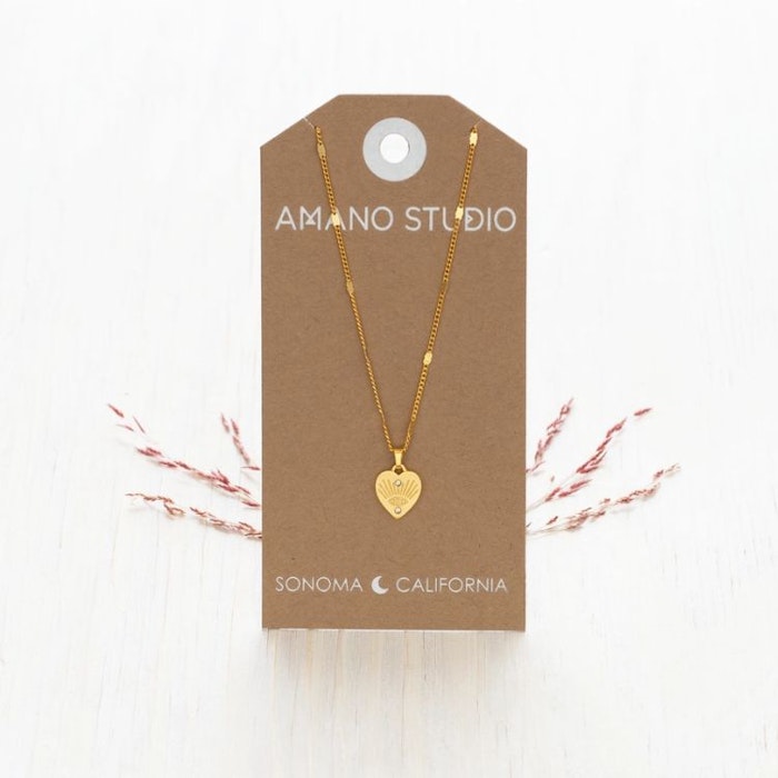 Halsband Eye in heart necklace - Amano Studio