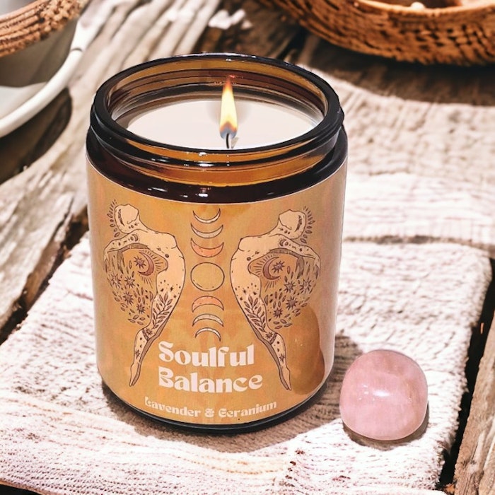 Doftljus aromaterapi "Soulful Balance" Rosenkvarts - Soul Factory