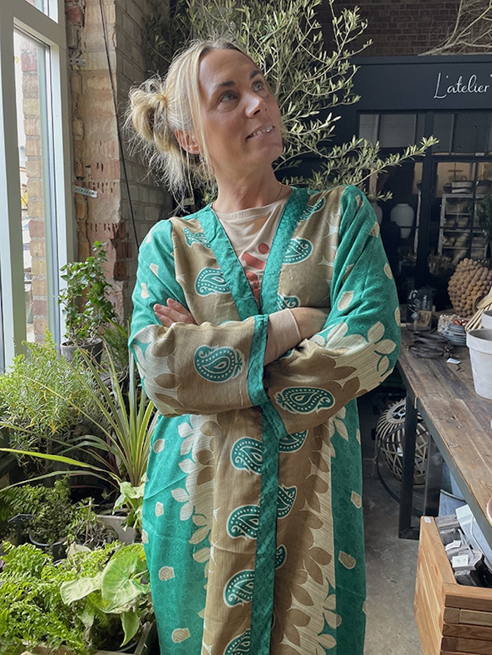 Kimono VÄNDBAR återvunnet silke Nr 160