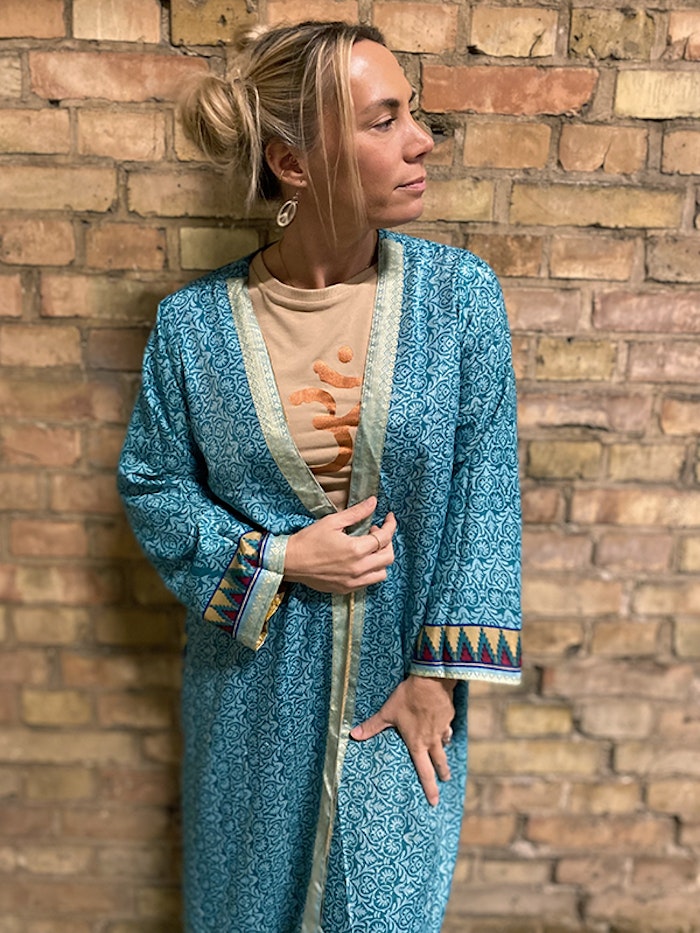 Kimono VÄNDBAR återvunnet silke Nr 162