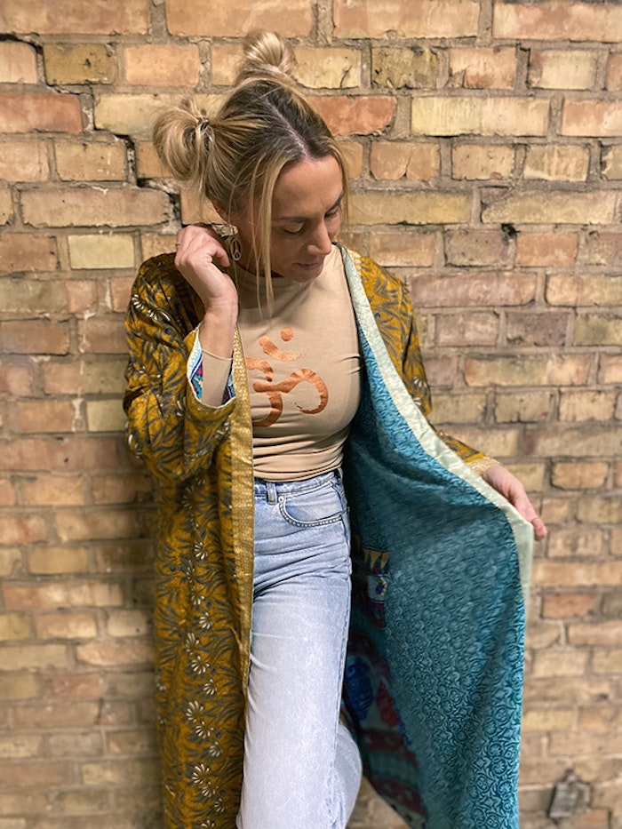 Kimono VÄNDBAR återvunnet silke Nr 162