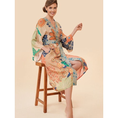 Kimono "70´s Kaleidoscope Floral Coconut" - Powder design