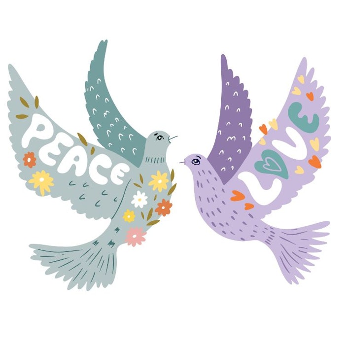 T-shirt Peace & Love birds - Soul Factory