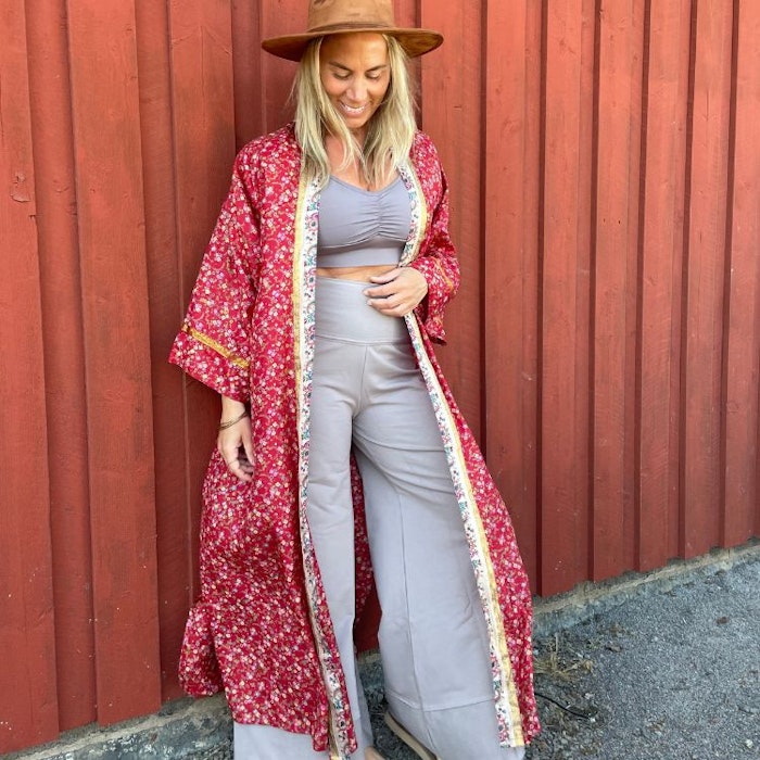 Kimono Uma återvunnen sari Nr 23
