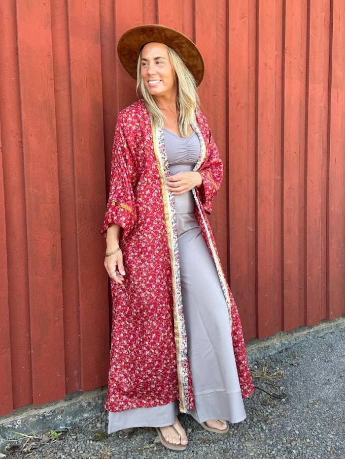 Kimono Uma återvunnen sari Nr 23