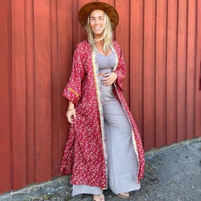 Kimono Uma återvunnen sari Nr 23