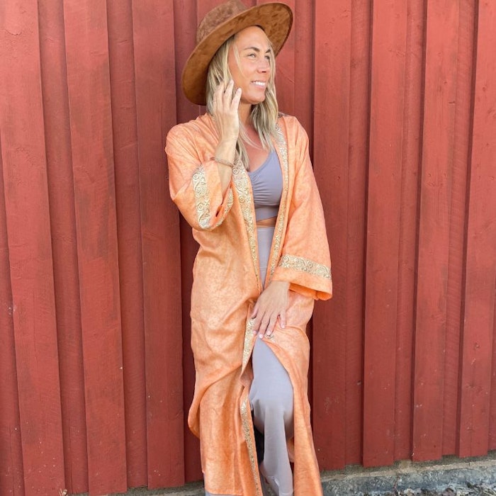 Kimono Uma återvunnen sari Nr 16
