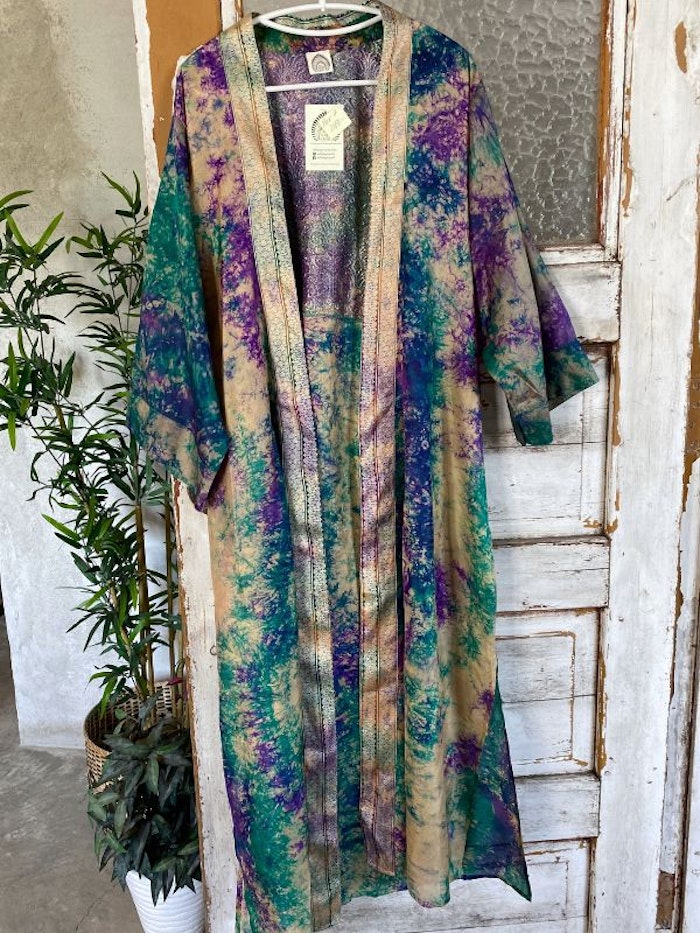 Kimono Durga återvunnen sari Nr 7