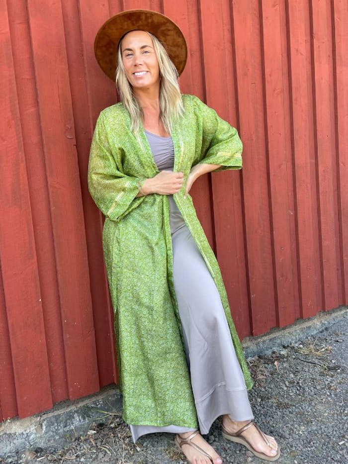 Kimono Uma återvunnen sari Nr 9