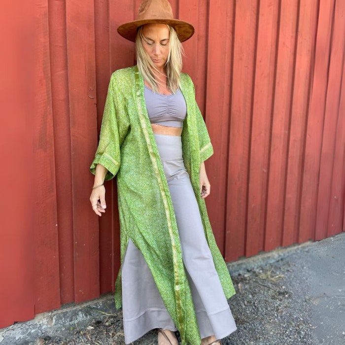 Kimono Uma återvunnen sari Nr 9