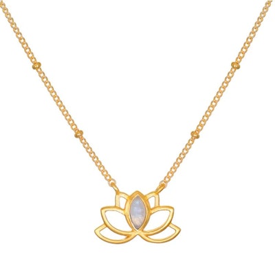 Halsband Open Lotus Moonstone Gold - Satya