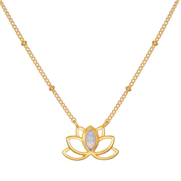 Halsband Open Lotus Moonstone Gold - Satya