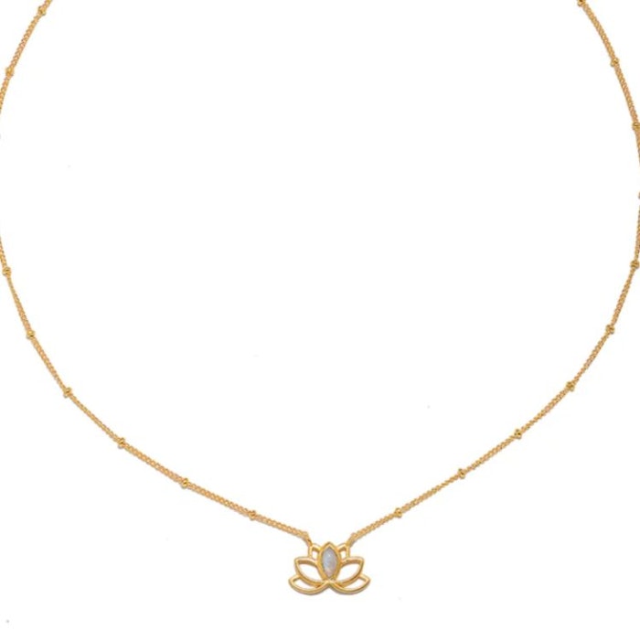 Halsband Open Lotus Moonstone Gold - Satya