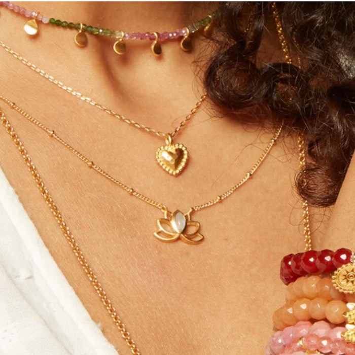 Halsband Open Lotus Moonstone Gold - Satya