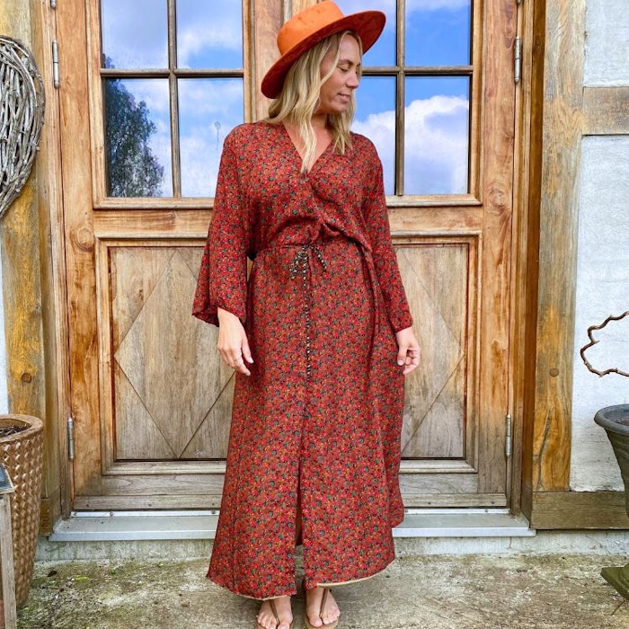 Klänning Lalita återvunnen sari Nr 79