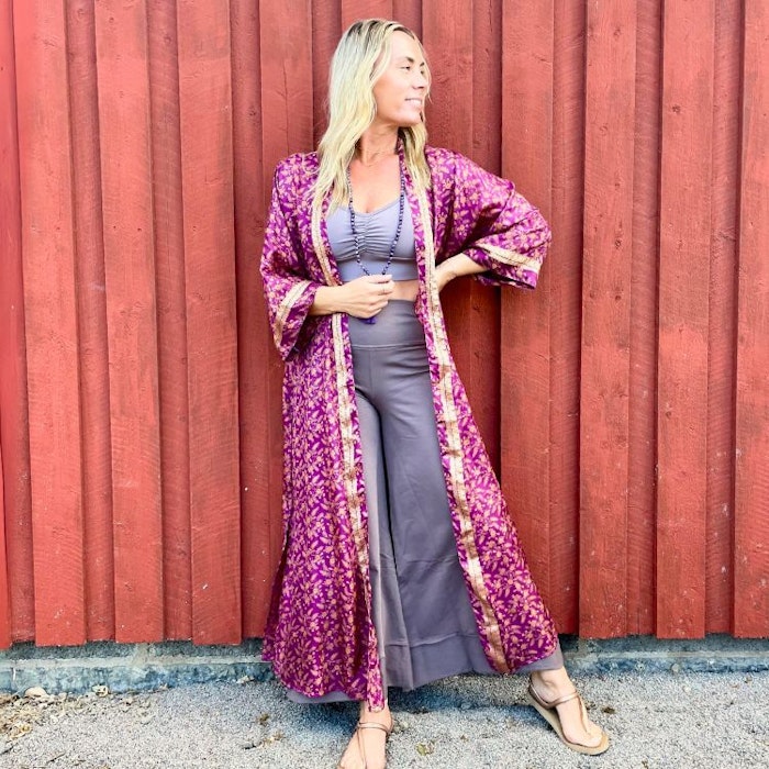 Kimono Uma återvunnen sari Nr 86