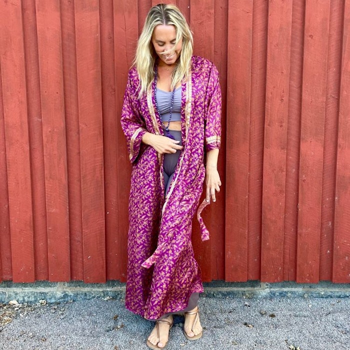 Kimono Uma återvunnen sari Nr 86