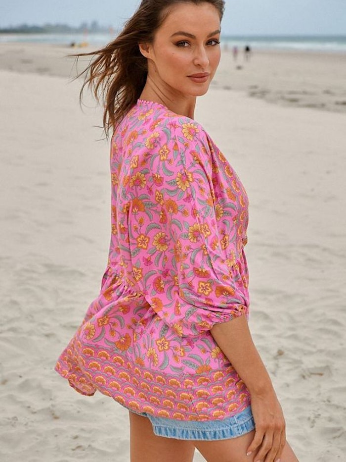 Blus Begonia Print Chloe Top - Jaase