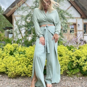 Byxor Open Pants Sage - Mad Peach