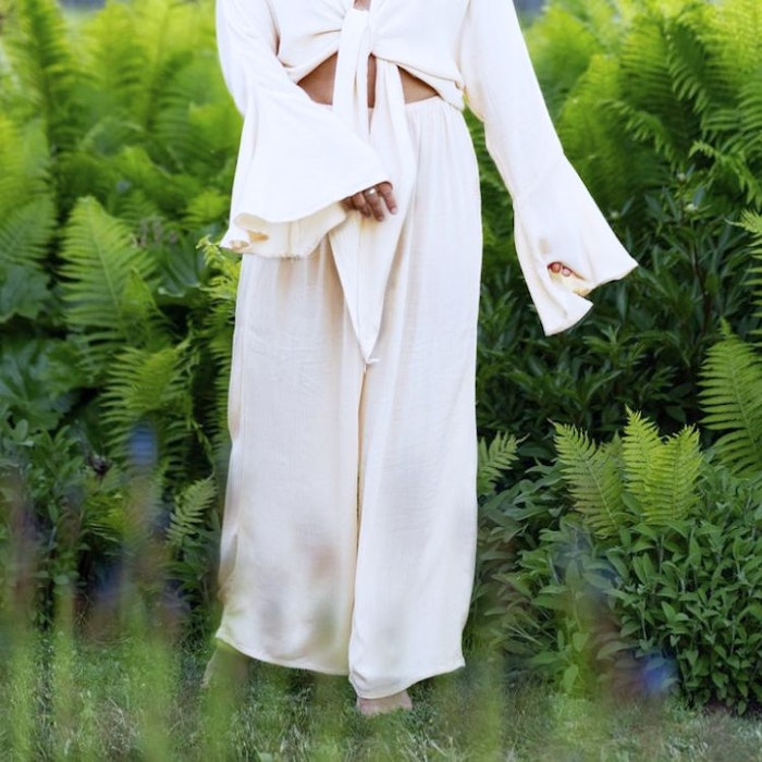 Byxor Wide Pants Seashell - Mad Peach