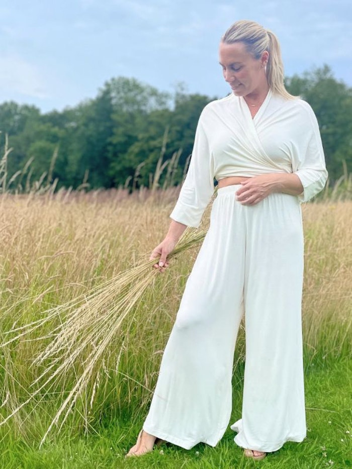 Byxor Bamboo Flow Pants Seashell - Mad Peach