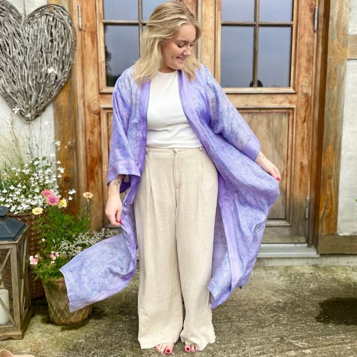 Kimono Uma återvunnen sari Nr 101