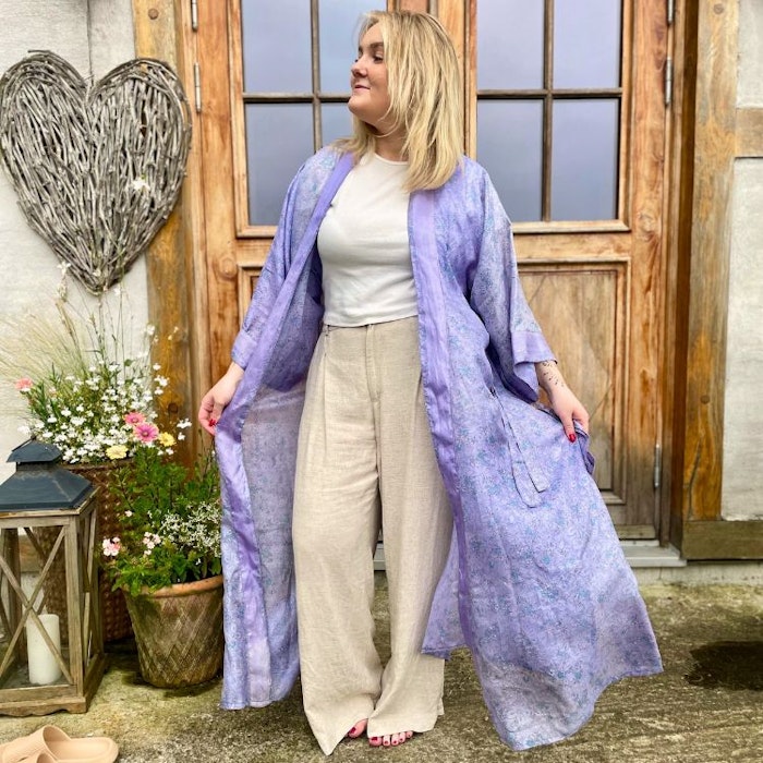 Kimono Uma återvunnen sari Nr 101