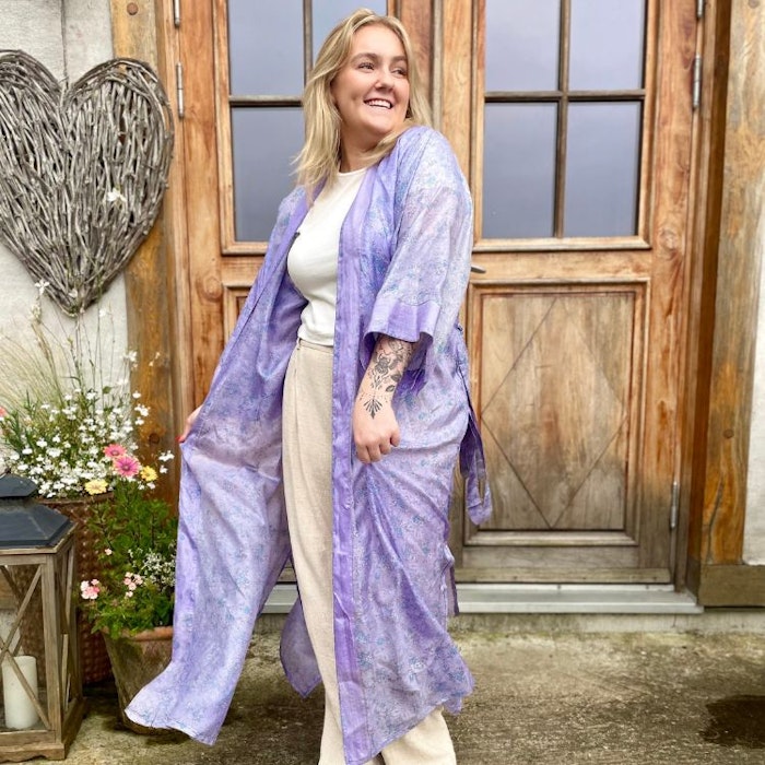 Kimono Uma återvunnen sari Nr 101