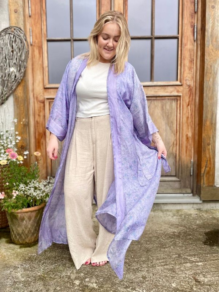 Kimono Uma återvunnen sari Nr 101