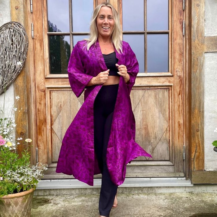 Kimono Uma återvunnen sari Nr 99