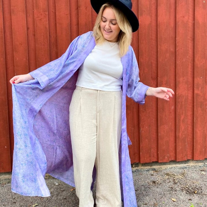Kimono Uma återvunnen sari Nr 101