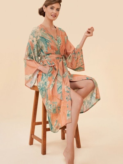 Kimono Floral Jungle Petal long - Powder design