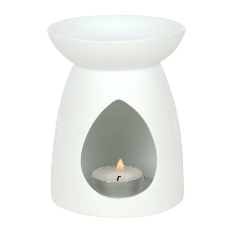 Aromalampa motiv Buddah vit 17cm