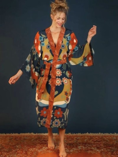 Kimono Scandinavian Flora long - Powder design