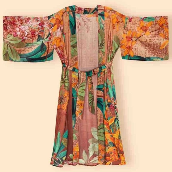 Kimono Botany Bliss Taupe long - Powder design